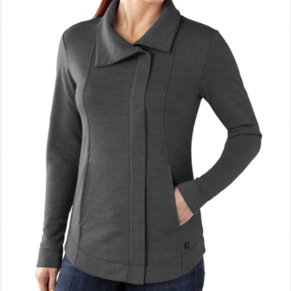 Smartwool Rabbit Ears Full-Zip Sweater Pockets Wear Neck High or Open Sz Medium